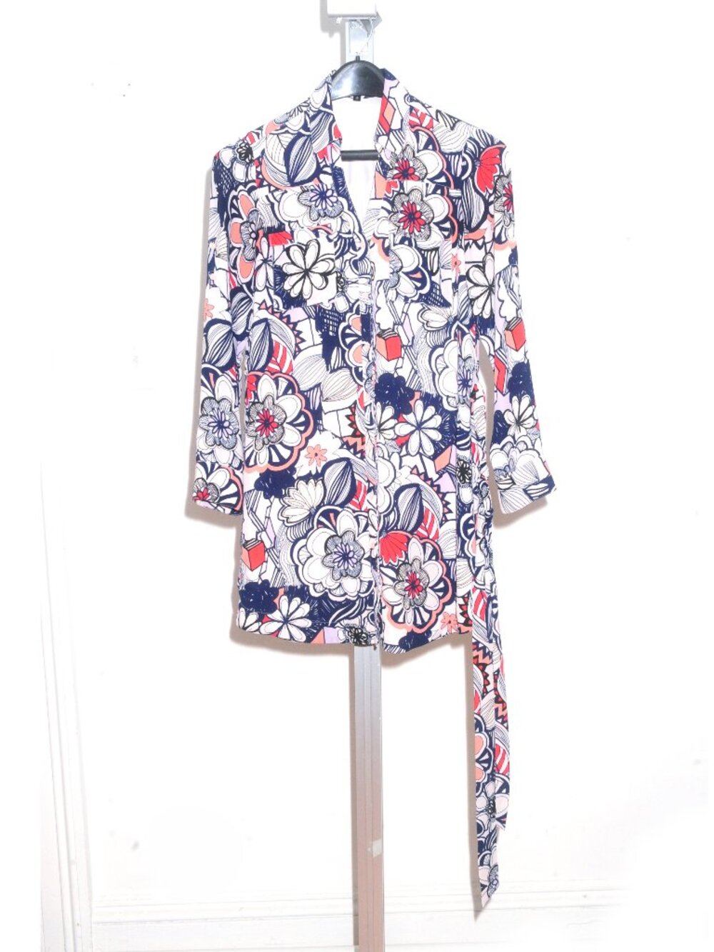 EXPRESS Women's Medium Floral Long Sleeve Mini Dress Tie Waist Multicolor Boho